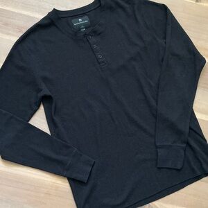 Shouthouse Men's Black Long Sleeve Henley